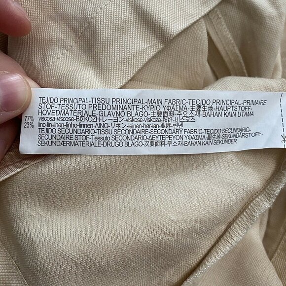 Zara Top Linen Blend Faux Fur Cuff High Neck Women's Size Small Old Money Mature - Picture 10 of 12